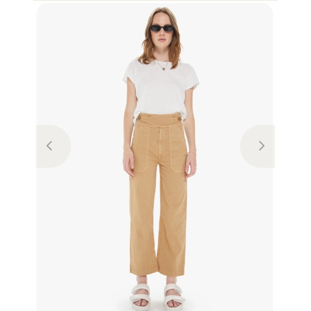 Mother The Wrapped Up Patch Ankle Tan Crossover Waist Utility Pants 29 Designer